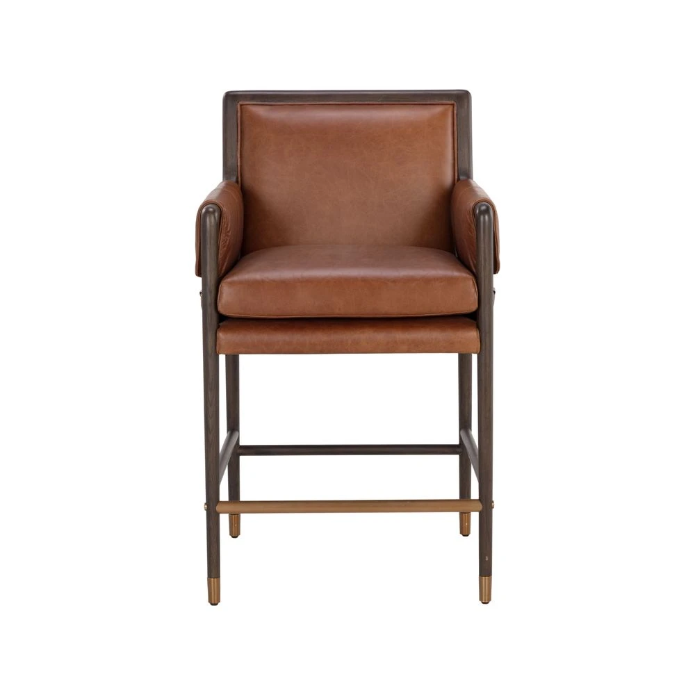 Mauti Counter Stool - Brown - Shalimar Tobacco Leather 1 Mauti Counter Stool - Brown - Shalimar Tobacco Leather