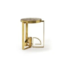 Fusion Chinoiserie Antique Etched Brass Dining Table (Small Base Only)