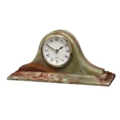 Saturn Collection Whirl Green Onyx Mantle Clock