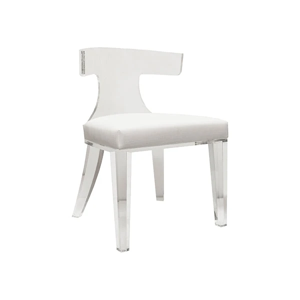 Duke - Acrylic Klismos Chair With White Linen Cushion 1 Duke - Acrylic Klismos Chair With White Linen Cushion