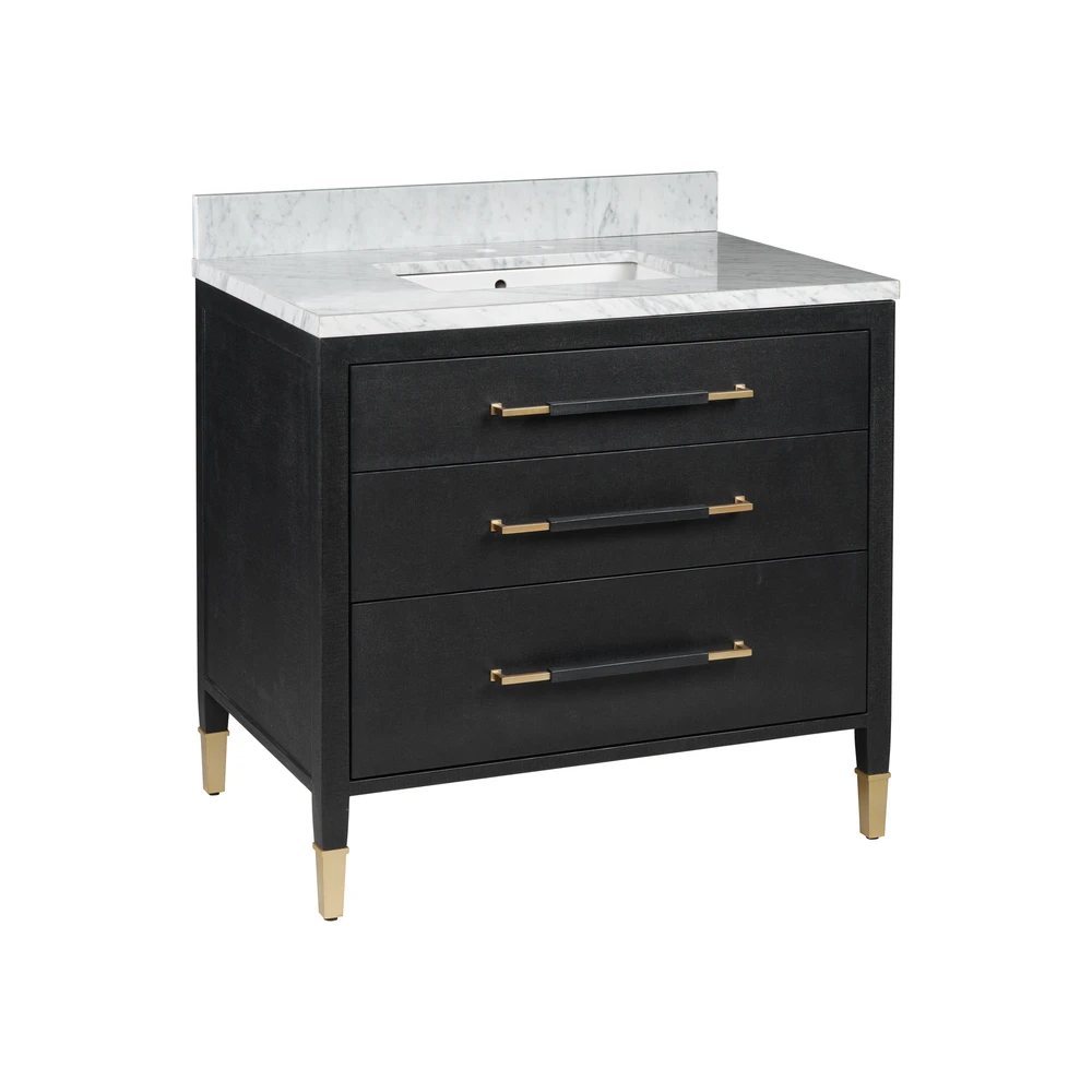 Verona 36" Black Linen Vanity With Rectangular Undermount Sink 5 Verona 36" Black Linen Vanity With Rectangular Undermount Sink - Image 5