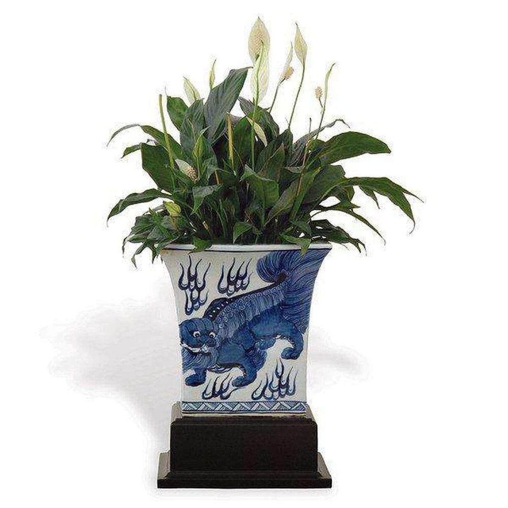 Chow Blue Square Planter With Stand 1 Chow Blue Square Planter With Stand