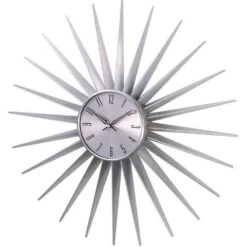 Sunburst Clock - Classic Silver