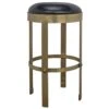 Noir Prince Stool With Leather, Brass Finish