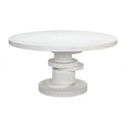 Noir Hugo Dining Table 60" - White Wash -France and So Furniture gtab558wh 6 lg