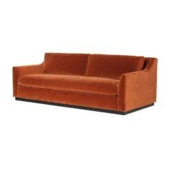 Sophia Slope Arm Mohair Sofa With Bench Seat - Cinnamon/Ebony -France and So Furniture jasminesofaweb