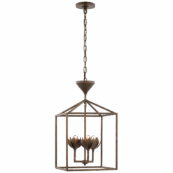 Eduardo Small Open Cage Lantern - Antique Bronze Leaf