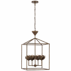 Eduardo Medium Open Cage Lantern - Antique Bronze Leaf