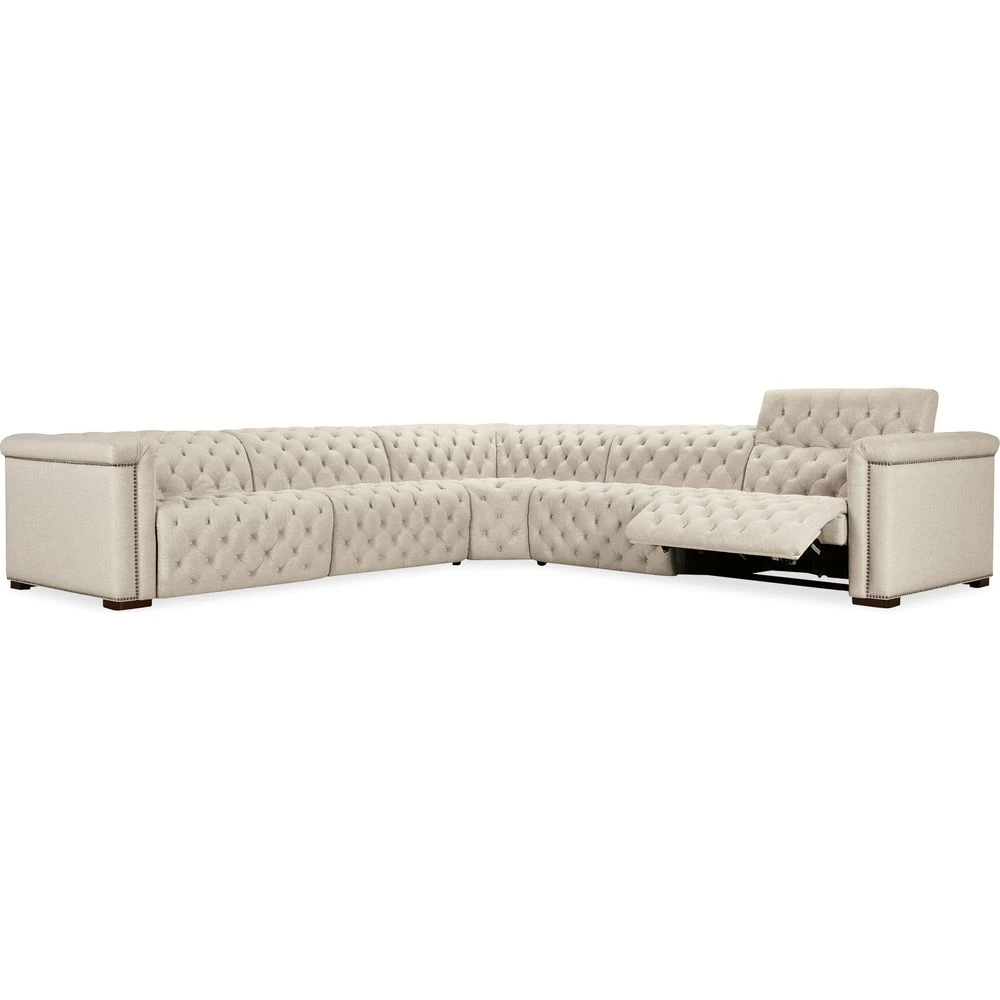 Vanguard Deux 5 Seat Sectional With Three Power Recliners And Six Power Headrests - Beige 6 Vanguard Deux 5 Seat Sectional With Three Power Recliners And Six Power Headrests - Beige - Image 6