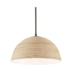 Tobago 17" Dome Pendant - Abaca Rope -France and So Furniture o39huevw0b6k8u6wynxc