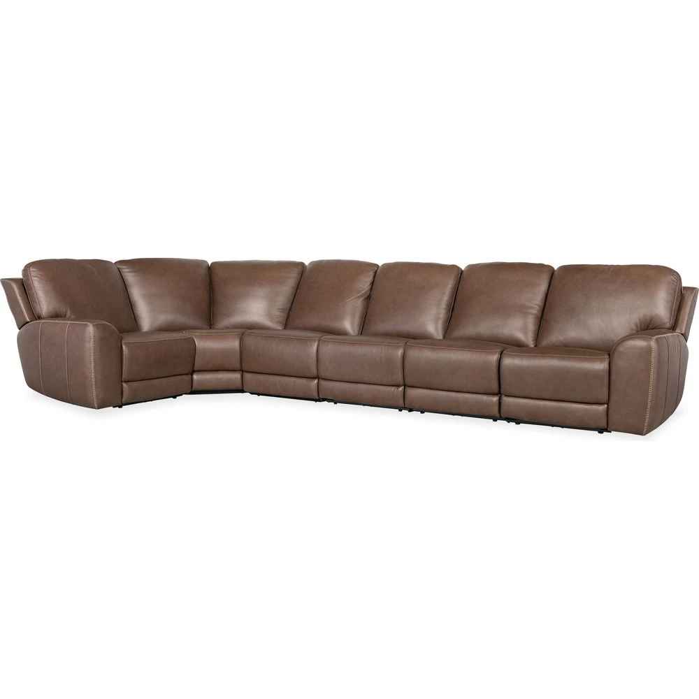 Beacon 6 Piece Sectional With Power Recline & Power Headrest (Configuration 1) - Brown 2 Beacon 6 Piece Sectional With Power Recline & Power Headrest (Configuration 1) - Brown - Image 2