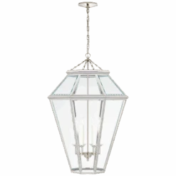 Arthur Large Lantern - Polished Nickel With Clear Glass