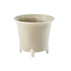 Cachepot, Gray With White, Small Set Of 2