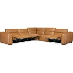 Fresco 5 Seat Sectional 4-Power Recline & Power Headrest - Brown -France and So Furniture ss404 5pc4 080 full open silo 49a7eb6d 2376 4374 8c6e dcd5c8a95d9d