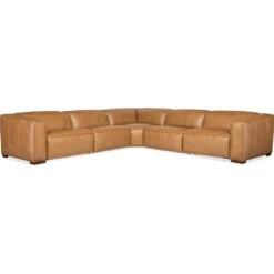 Fresco 5 Seat Sectional 4-Power Recline & Power Headrest - Brown