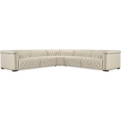 Savion Deux 5 Seat Sectional With Three Power Recliners And Six Power Headrests - Beige