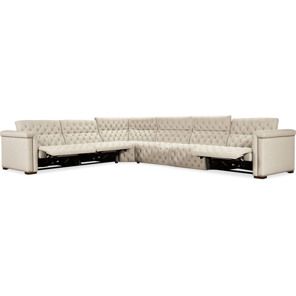 Savion Deux 6 Seat Sectional With Four Power Recliners And Seven Power Headrests - Beige 4 Savion Deux 6 Seat Sectional With Four Power Recliners And Seven Power Headrests - Beige - Image 4
