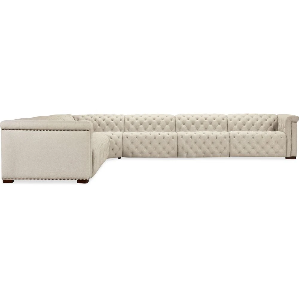 Savion Deux 6 Seat Sectional With Four Power Recliners And Seven Power Headrests - Beige 3 Savion Deux 6 Seat Sectional With Four Power Recliners And Seven Power Headrests - Beige - Image 3