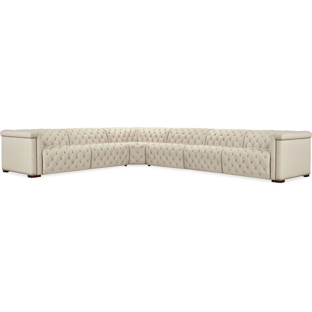 Savion Deux 6 Seat Sectional With Four Power Recliners And Seven Power Headrests - Beige 1 Savion Deux 6 Seat Sectional With Four Power Recliners And Seven Power Headrests - Beige