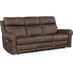 Duncan Power Sofa With Power Headrest & Lumbar - Dark Brown