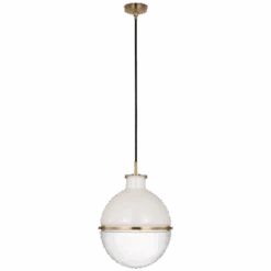 Zaney 14" Globe Pendant - Brass With White Glass