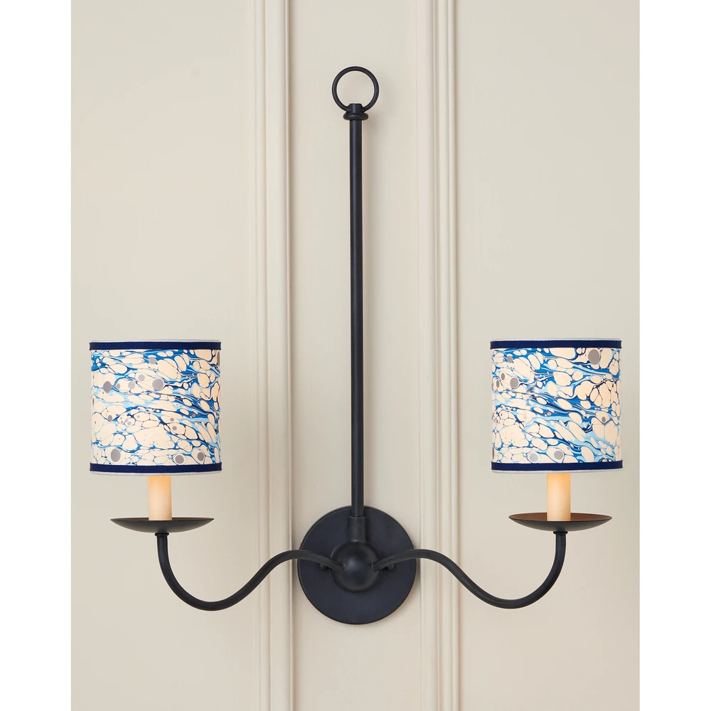 Marble Blue Lace Paper Drum Chandelier Shade 7 Marble Blue Lace Paper Drum Chandelier Shade - Image 7